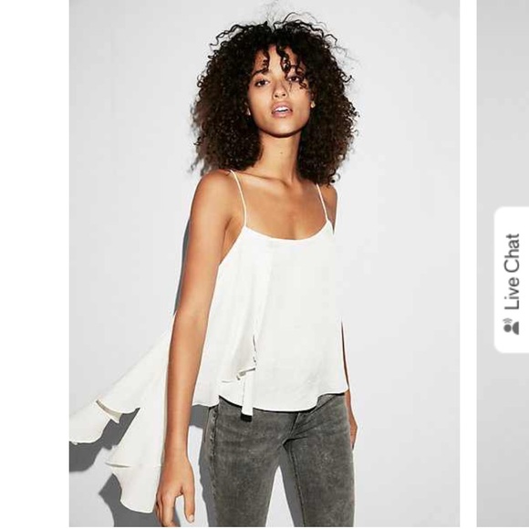 Express Asymmetrical Ruffle Silk Top - Picture 6 of 7